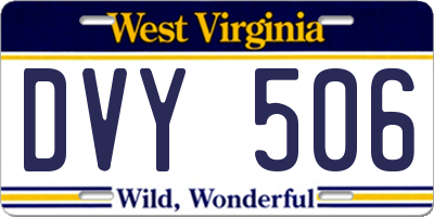 WV license plate DVY506