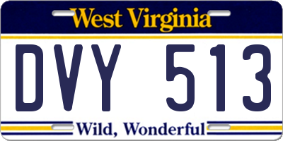 WV license plate DVY513