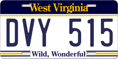 WV license plate DVY515