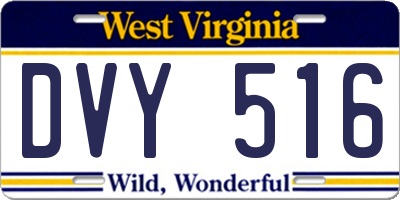 WV license plate DVY516