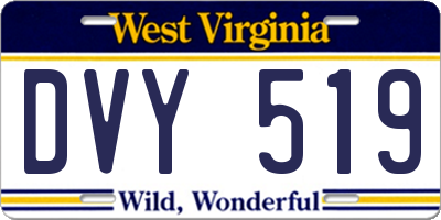 WV license plate DVY519
