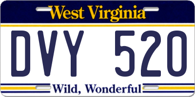 WV license plate DVY520