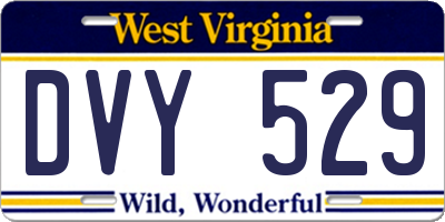 WV license plate DVY529