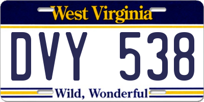 WV license plate DVY538