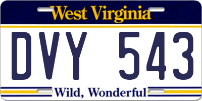 WV license plate DVY543