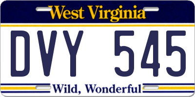 WV license plate DVY545