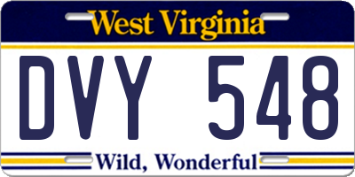 WV license plate DVY548