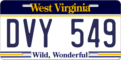 WV license plate DVY549