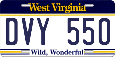 WV license plate DVY550