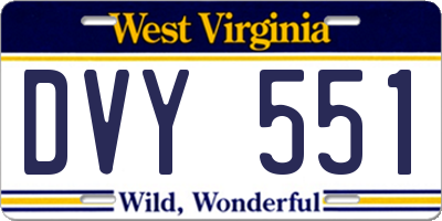 WV license plate DVY551