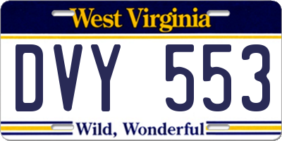 WV license plate DVY553
