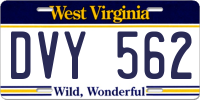 WV license plate DVY562