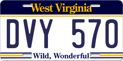 WV license plate DVY570