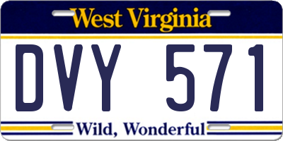 WV license plate DVY571