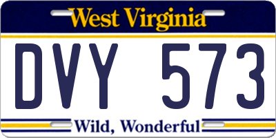 WV license plate DVY573