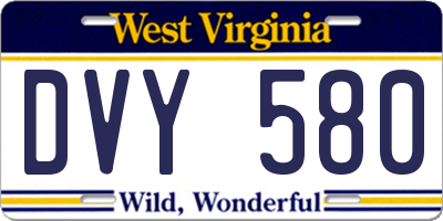 WV license plate DVY580