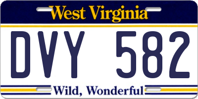 WV license plate DVY582