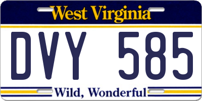 WV license plate DVY585