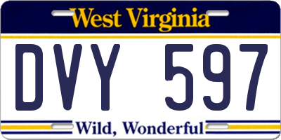 WV license plate DVY597