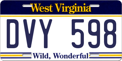 WV license plate DVY598