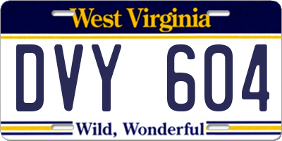 WV license plate DVY604