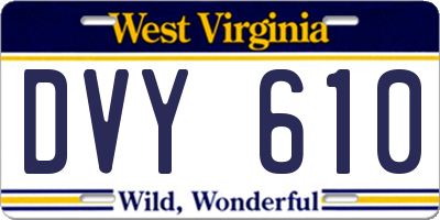 WV license plate DVY610