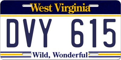 WV license plate DVY615