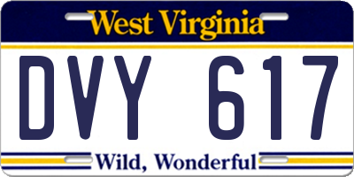 WV license plate DVY617