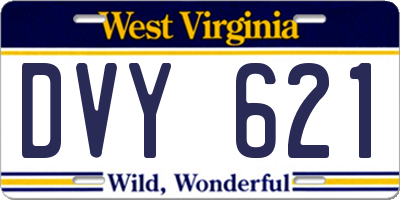 WV license plate DVY621