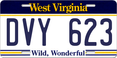WV license plate DVY623