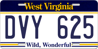 WV license plate DVY625