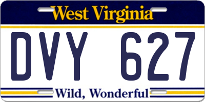 WV license plate DVY627