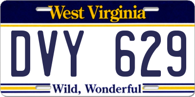 WV license plate DVY629