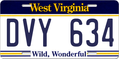 WV license plate DVY634
