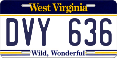 WV license plate DVY636