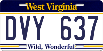 WV license plate DVY637