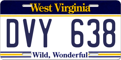 WV license plate DVY638