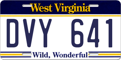 WV license plate DVY641