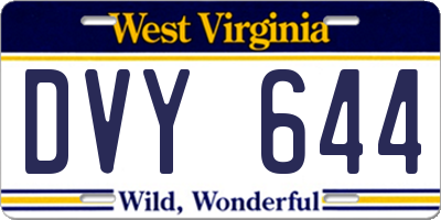 WV license plate DVY644