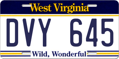 WV license plate DVY645