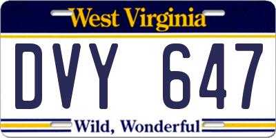 WV license plate DVY647