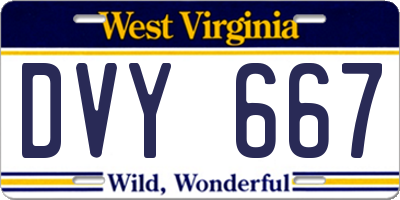 WV license plate DVY667