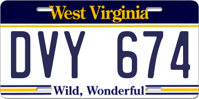 WV license plate DVY674