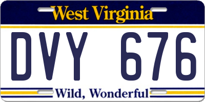 WV license plate DVY676