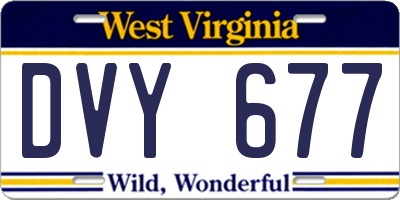 WV license plate DVY677