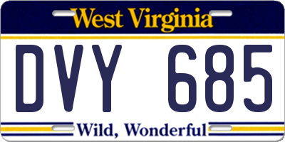 WV license plate DVY685