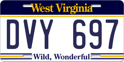 WV license plate DVY697