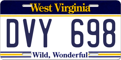 WV license plate DVY698