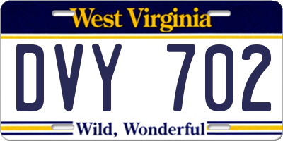 WV license plate DVY702