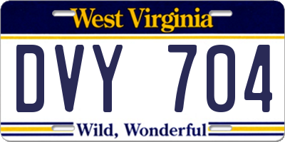 WV license plate DVY704